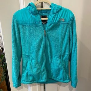 North Face Teal hooded zip up